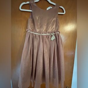 H&M Shimmering Champagne Brown Kids Dress with Star Charm